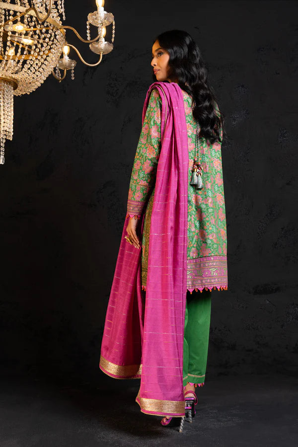 3 Pc Embroidered Dobby Lawn Suit With Fancy Dupatta