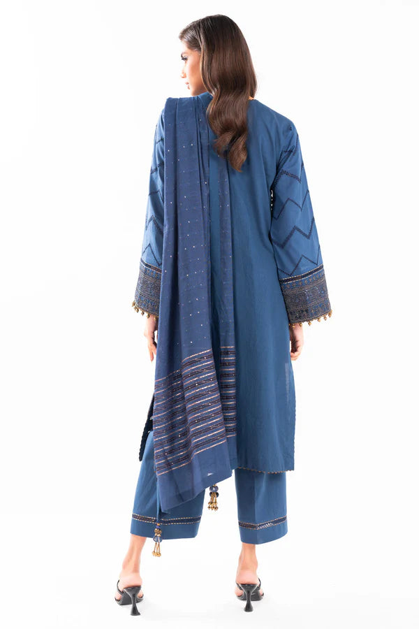 3 Pc Embroidered Lawn Suit With Yarn Dyed Dupatta