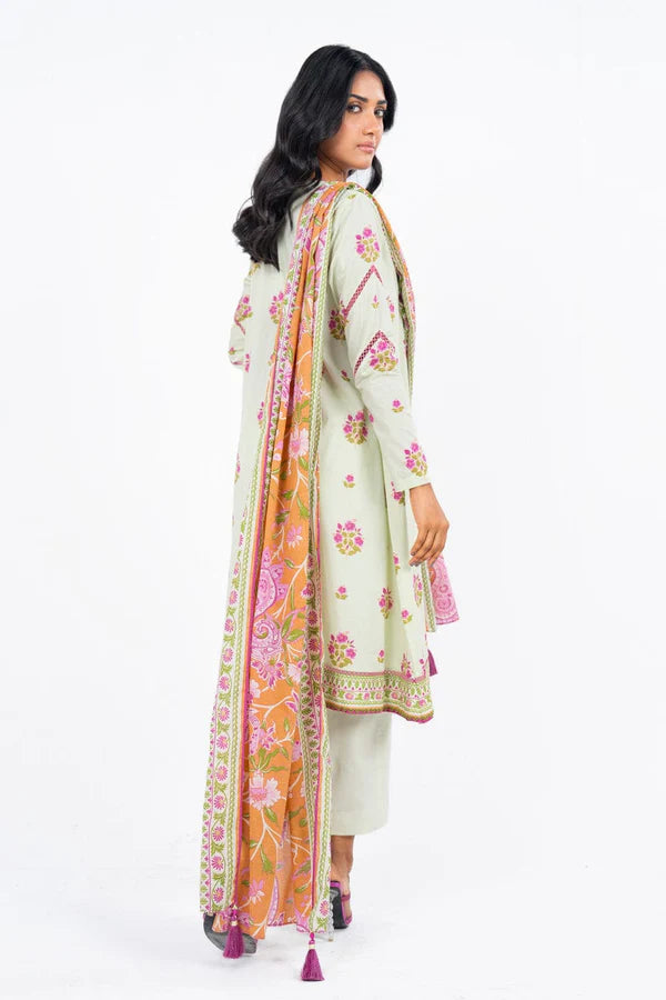 3 Pc Embroidered Lawn Suit With Lawn Dupatta